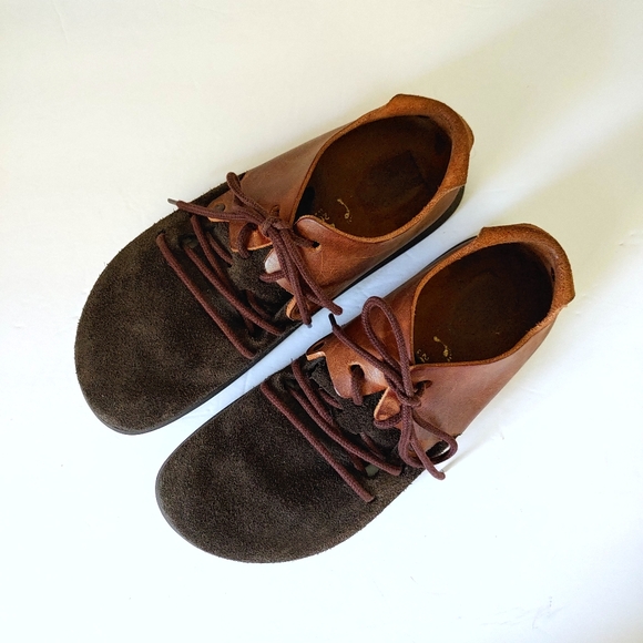 Birkenstock Montana Plus Suede Oiled Leather Shoes Size 9 9.5 Brown Two Tone - Picture 6 of 14